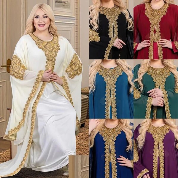Magnifique Abaya Traditionnelle et Ethnique, Robe Longue Élégante de Luxe pour Femme Musulmane-grossiste-turquie