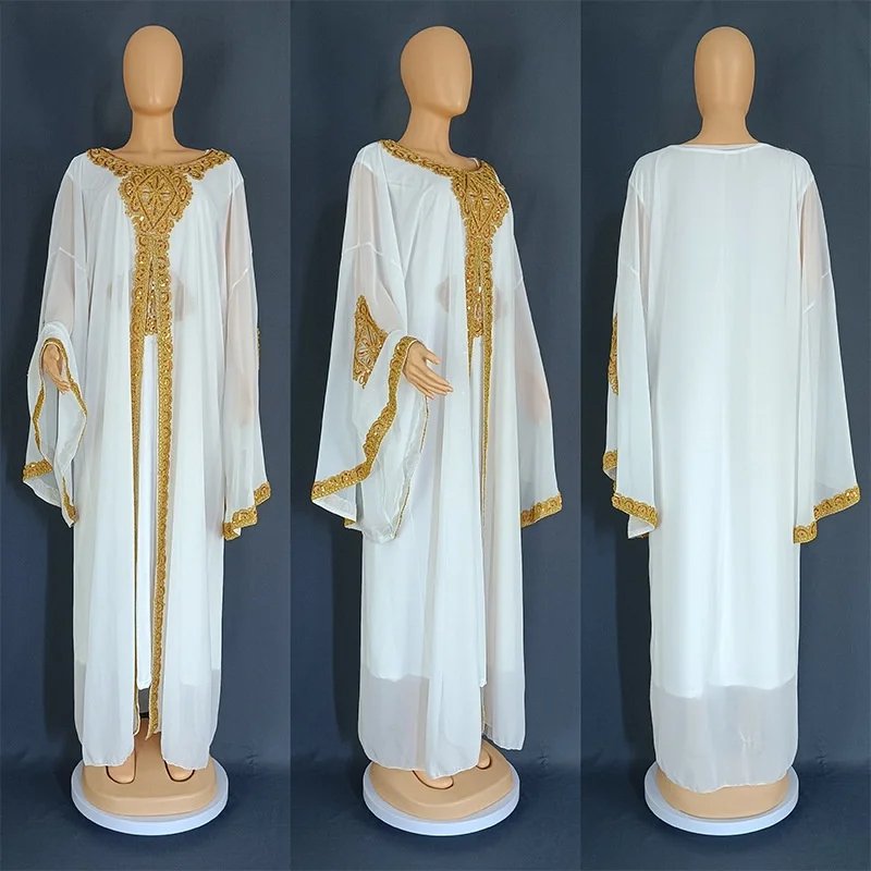 Abaya-blanc-Traditionnelle-Ethnique, Robe Longue Élégante de Luxe pour Femme Musulmane-grossiste-turquie
