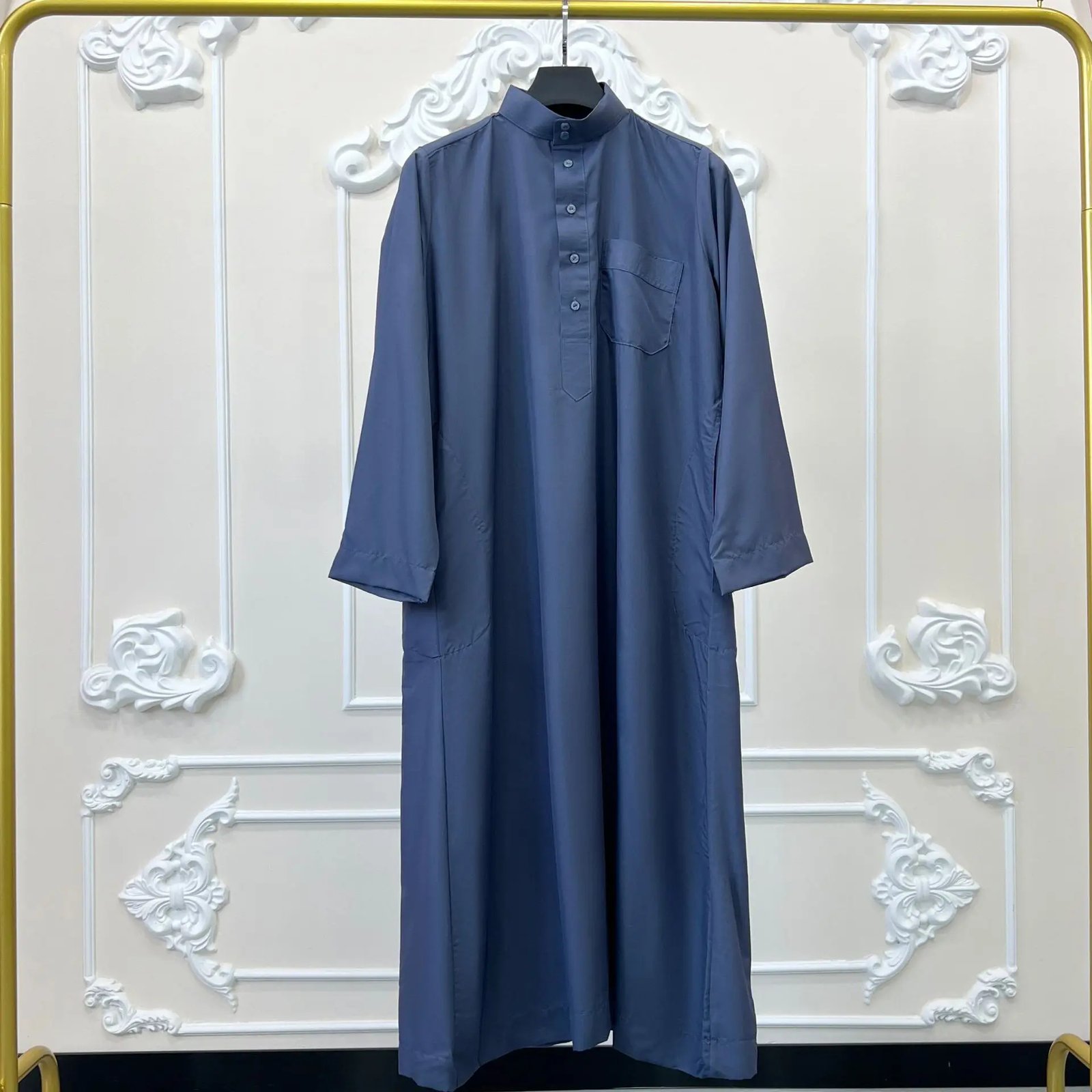 Thobe Qatari Premium pour Homme – Robe Longue Traditionnelle – Grossiste Turquie-couleur-bleu