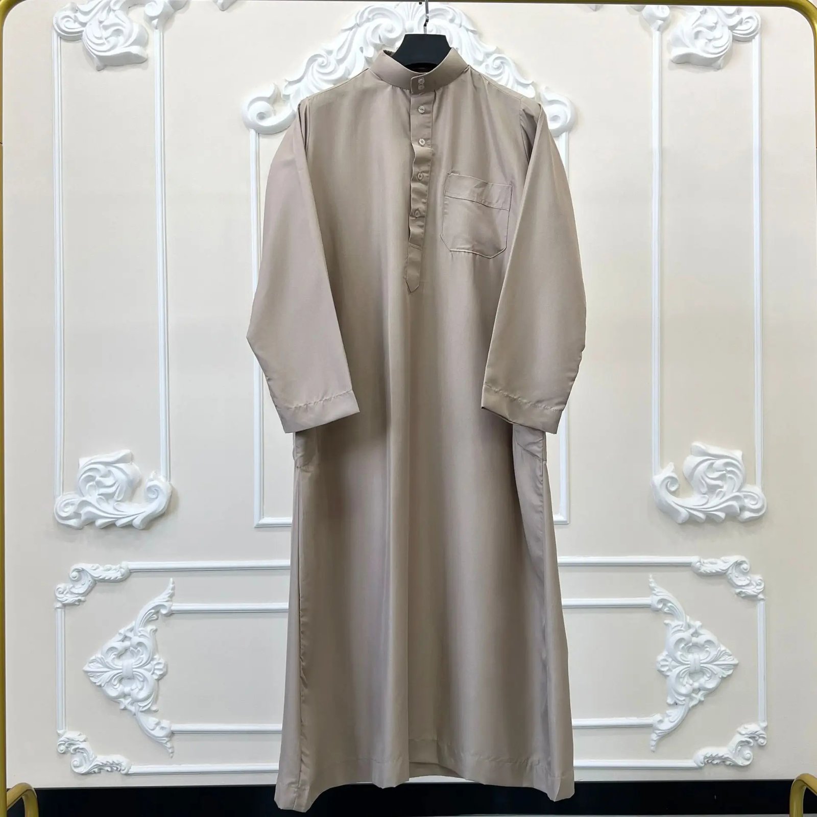 Thobe Qatari Premium pour Homme – Robe Longue Traditionnelle – Grossiste Turquie-couleur-brun