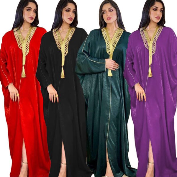 Abaya Dubaï en Velours Français – Robe Orientale Batwing – Grossiste Istanbul Turquie