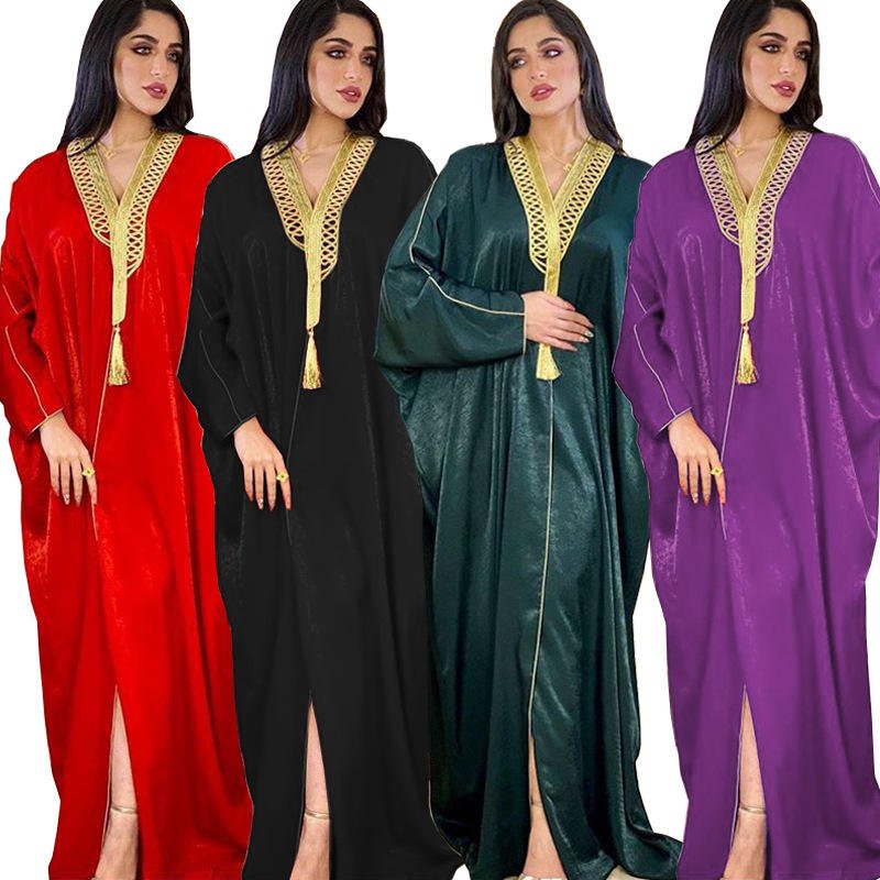 Abaya Dubaï en Velours Français – Robe Orientale Batwing – Grossiste Istanbul Turquie