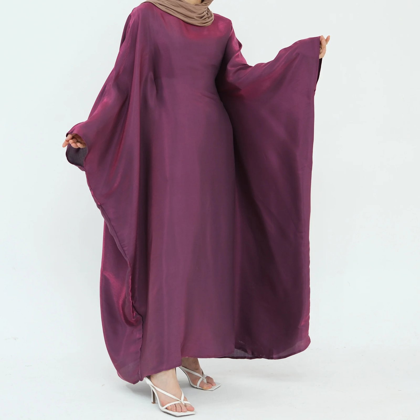 Abaya-Soie-de-Polyester-Brillant-Direct-Fabricant-couleur-w.red-Turquie